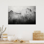 霧が立つ山の上を横切る ポスター (キッチン)