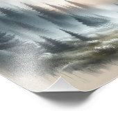 霧が立つ森の木々の絵を描風景 フォトプリント            (角)