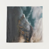 霧で覆われた山の航空写真 タペストリー (正面(横))