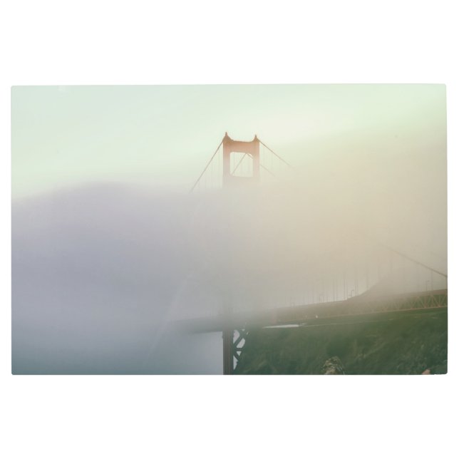 霧とゴールデンゲートブリッジ メタルプリント (正面)