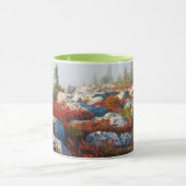 霧と景色トロッコの芝地の荒野の秋 マグカップ (中央)