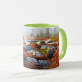 霧と景色トロッコの芝地の荒野の秋 マグカップ (正面右)