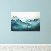 霧と魅惑の森の神秘的な山々 キャンバスプリント (インサイチュ (ウッドフロア))