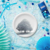 霧に包まれたライムの灰色の木ディナープレート ペーパープレート (パーティー)