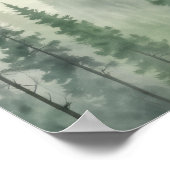 霧に包まれた松林の静寂 ポスター (角)