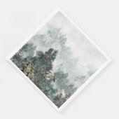 霧に覆われた山の雪に覆われた森林のシカ (コーナー)