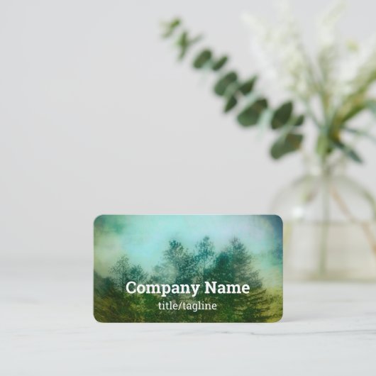 霧に覆われた山林の自然 名刺 (スタンド正面)