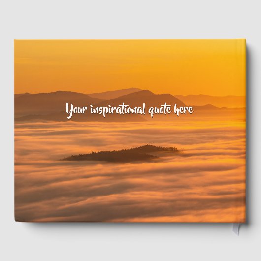 霧のカスタム風景の上にあなたの文字の日の出 ゲストブック (裏面)