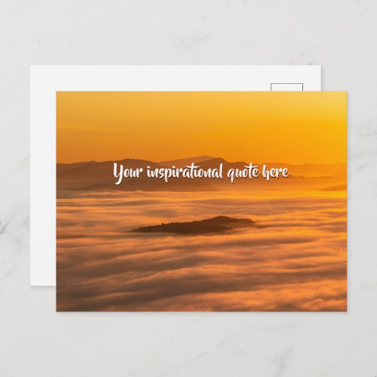 霧のカスタム風景の上にあなたの文字の日の出 ポストカード (正面/裏面)