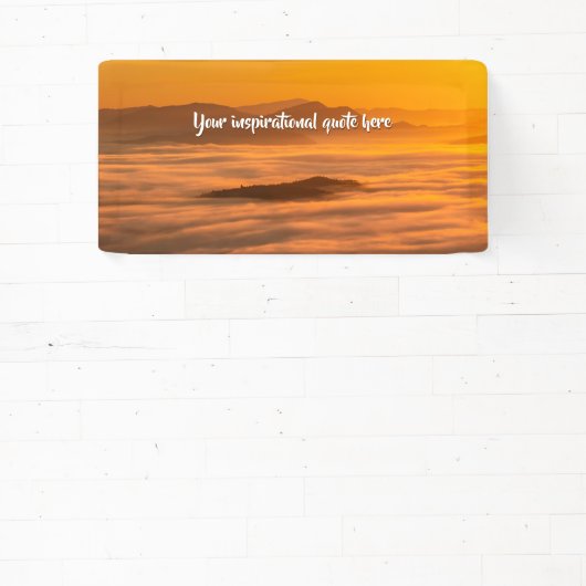 霧のカスタム風景の上にあなたの文字の日の出 横断幕 (インサイチュ)