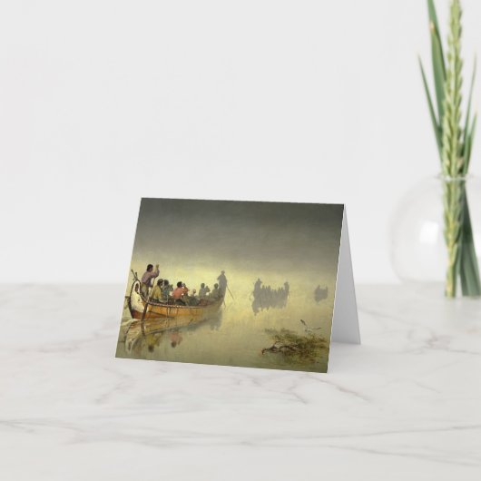 霧のカヌー，スーペリア湖， 1869 by Hopkins サンキューカード (正面)