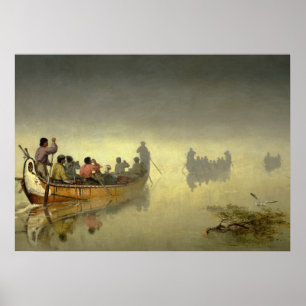 霧のカヌー,スーペリア湖, 1869 by Hopkins ポスター