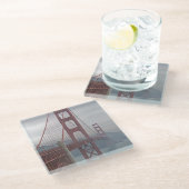 霧のゴールデンゲートブリッジ ガラスコースター (アングル)