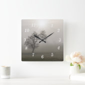 霧のスターバストツリー景観壁時計 スクエア壁時計 (ホーム)
