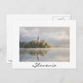 霧のスロベニアの日の出の白い葉書 ポストカード (正面/裏面)