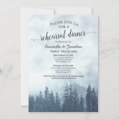 霧のパインウッズブルー結婚のリハーサル&ディナー 招待状 (正面)