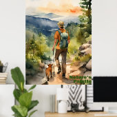 霧のピークを介して旅：水彩の冒険 ポスター (ホームオフィス)