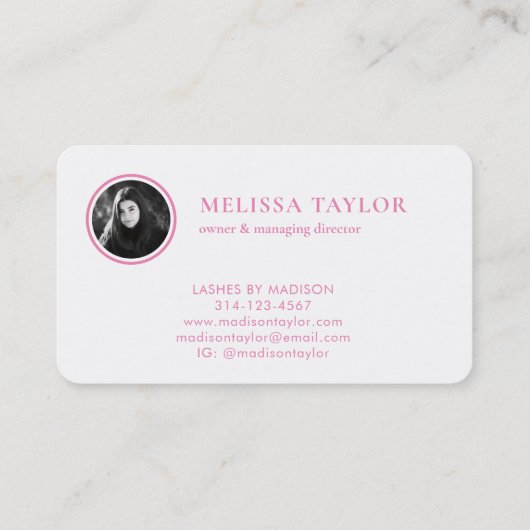 霧のホログラフィピンクと金ゴールドモノグラム写真 名刺 (裏面)