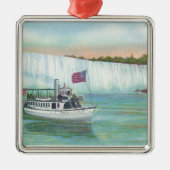 霧のボートの女中の眺め メタルオーナメント (正面)