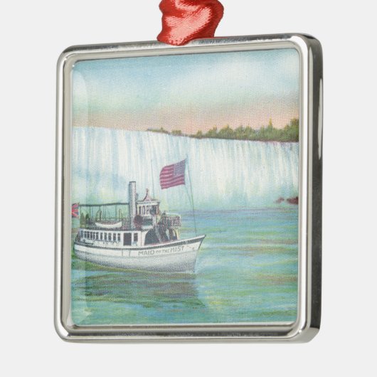 霧のボートの女中の眺め メタルオーナメント (左)