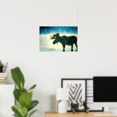 霧のムースシルエットウォーター絵画の色 ポスター (ホームオフィス)