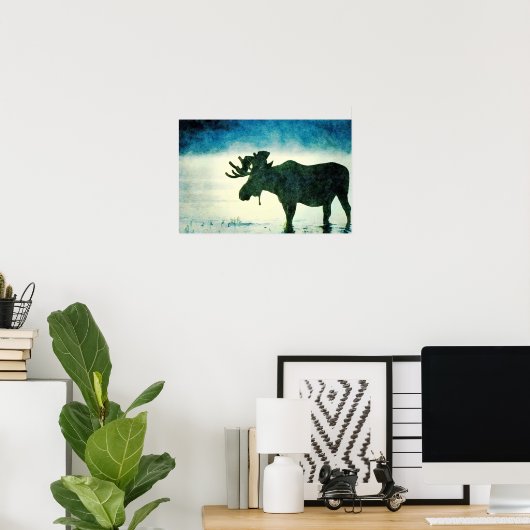 霧のムースシルエットウォーター絵画の色 ポスター (ホームオフィス)