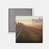 霧のモーニングファーム |日の出のフェンス マグネット (正面/裏面)