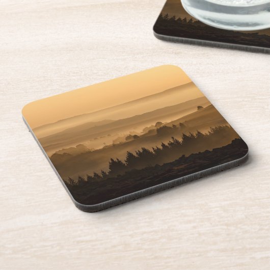 霧の丘の風景転が上の日の出 コースター (左側)