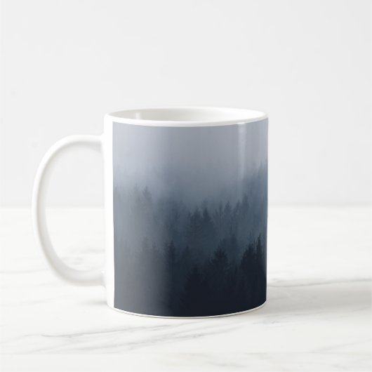 霧の中に森がある山 コーヒーマグカップ (左)