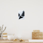 霧の中に消え去る雪池と木 ポスター (キッチン)