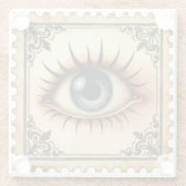 霧の中のウォッチャー – ヴィンテージアイハロウィンコースター ガラスコースター (裏面)