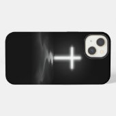 霧の中のキリスト教の十字架をデザインしたiPhoneケース iPhoneケース (裏面横)