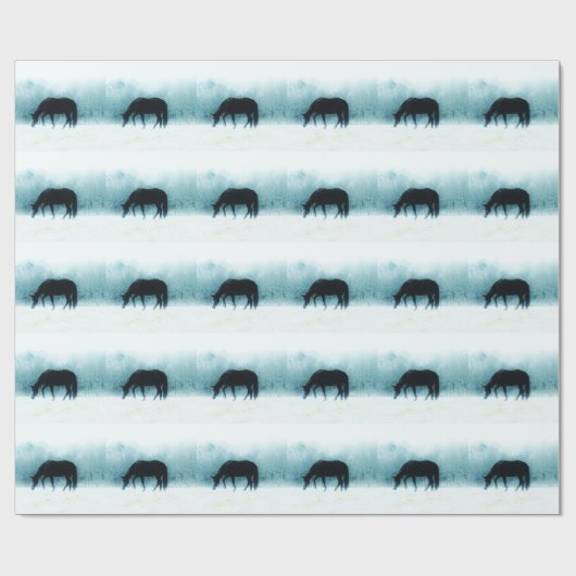 霧の中のデニムブルーの馬 ラッピングペーパー (フラット)