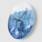 霧の中の一角獣 ラージ壁時計 (傾斜)