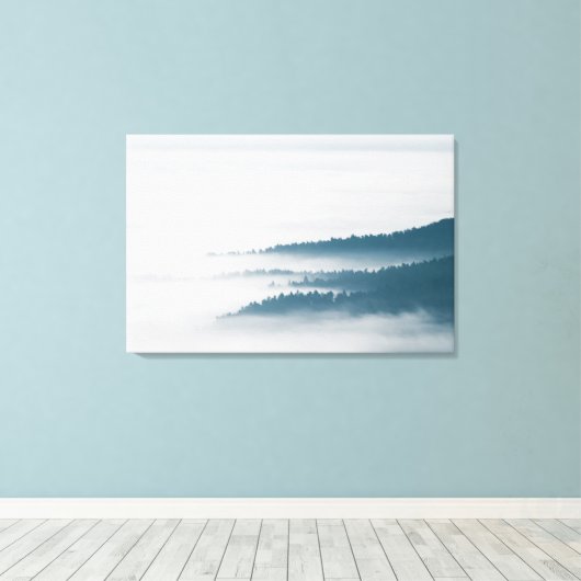 霧の中の丘の表示 キャンバスプリント (インサイチュ (ウッドフロア))