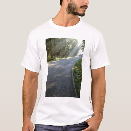 霧の中の日の出とグリーン川 Tシャツ (正面)