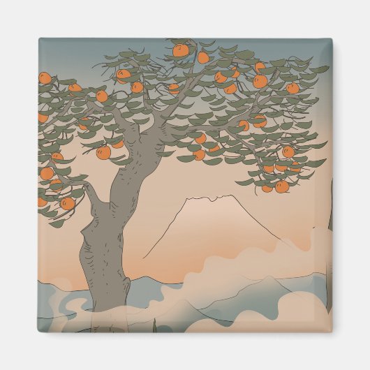 霧の中の日本のオレンジの木 マグネット (正面)