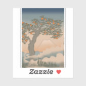 霧の中の日本オレンジ色の木 シール (シート)