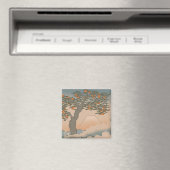 霧の中の日本オレンジ色の木 マグネット (インサイチュ (食洗機))