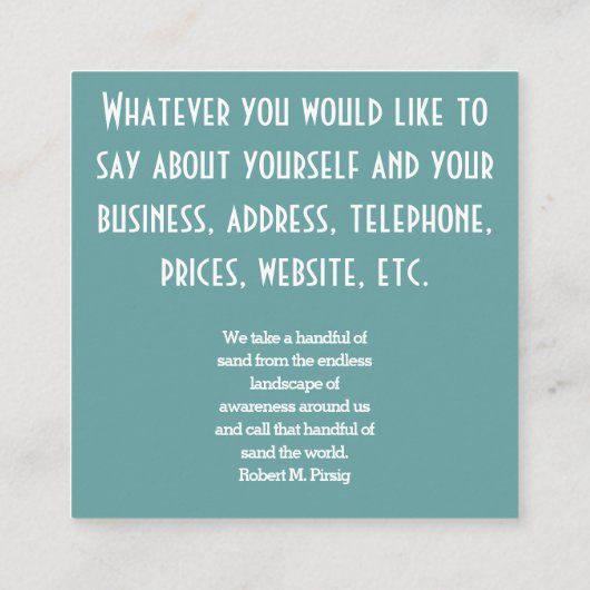 霧の中の木2文字エレガントの スクエア名刺 (裏面)