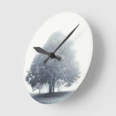 霧の中の木 ラウンド壁時計 (傾斜)