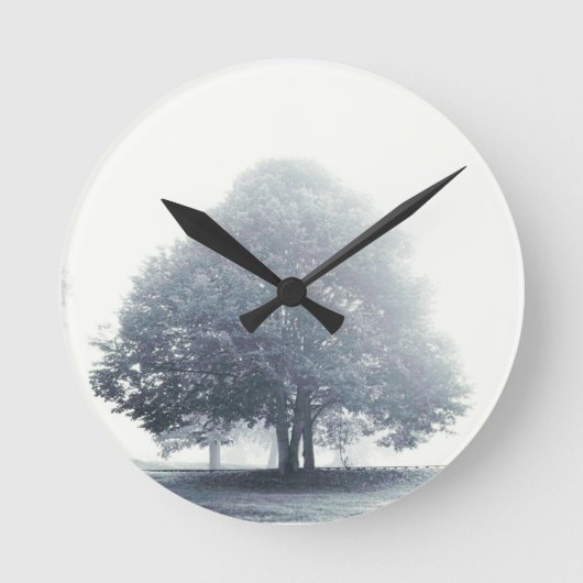 霧の中の木 ラウンド壁時計 (正面)