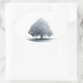 霧の中の木 楕円形シール (バッグ)