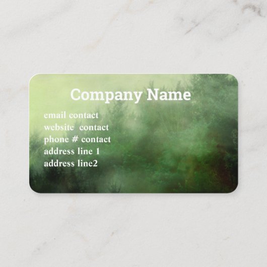 霧の中の松の木自然の緑 名刺 (裏面)