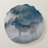 霧の中の狼 ラウンドクッション (裏面)