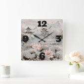 [霧の中の神殿] スクエア壁時計 (ホーム)