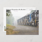 霧の中の鉄道機関車 ポストカード (正面/裏面)