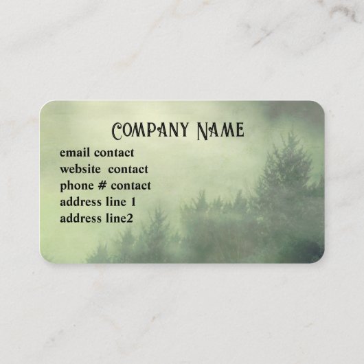 霧の中の霧の松の木の自然景観緑 名刺 (裏面)
