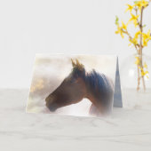 霧の中の馬悔やみや弔慰 カード (黄色い花)