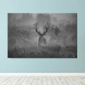 霧の中の鹿 キャンバスプリント (インサイチュ (ウッドフロア))